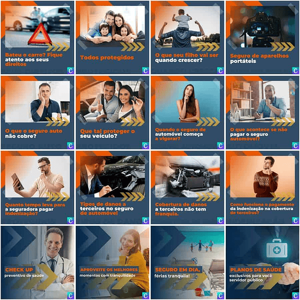 Pack Canva Corretora de Seguros Templates Editáveis 200 Artes + Legendas 1