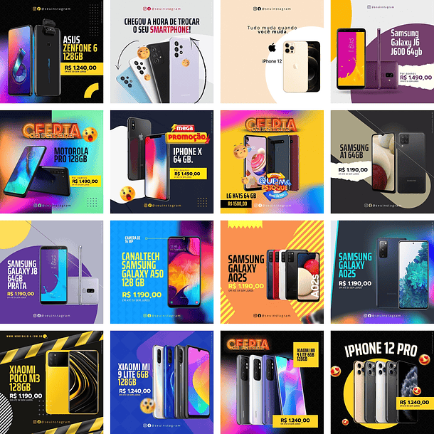 Pack Canva Loja de Celulares Celular Templates Editáveis 40 Artes + Bônus 2