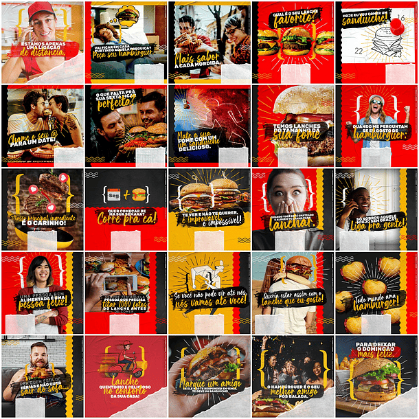 130 Artes para Hamburgueria Mídias Sociais Editáveis Photoshop + Png 2