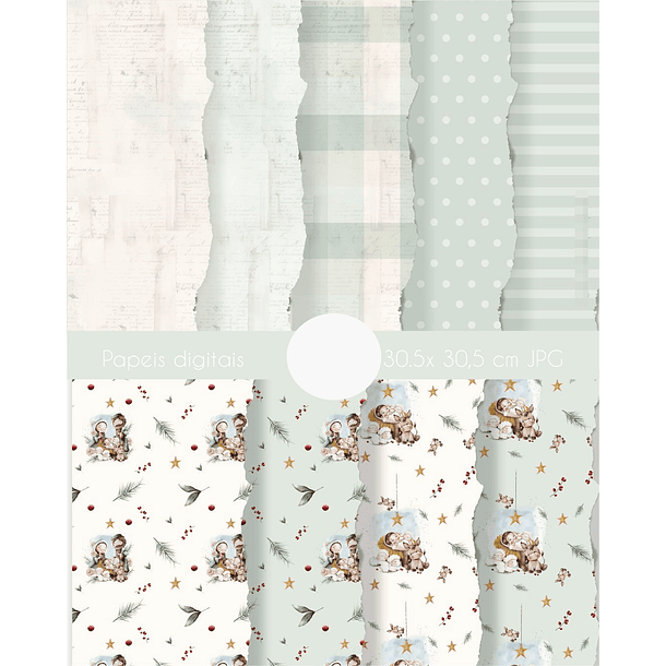 Kit Digital Natal Aquarelado Arquivos em Png  4