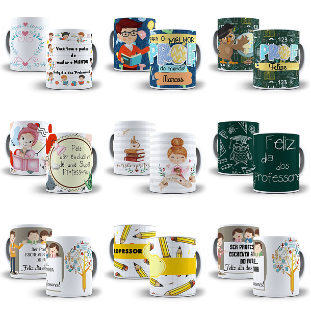 45 Artes para Caneca Professores Editável em Corel Draw 2