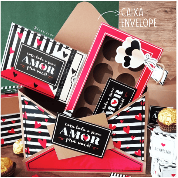 Arquivos de Corte Caixa Envelope + Caixa de Doces Dia dos Namorados em Studio 1