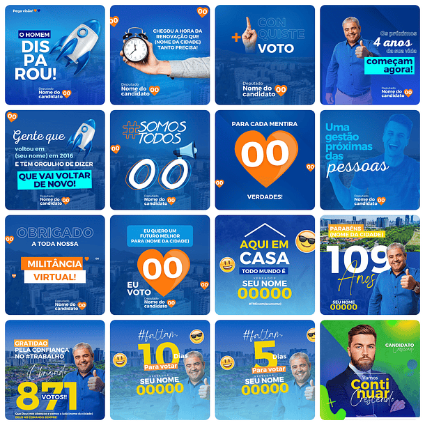Pack Canva Campanha Política Eleições Templates Editáveis 50 Artes + Bônus 1