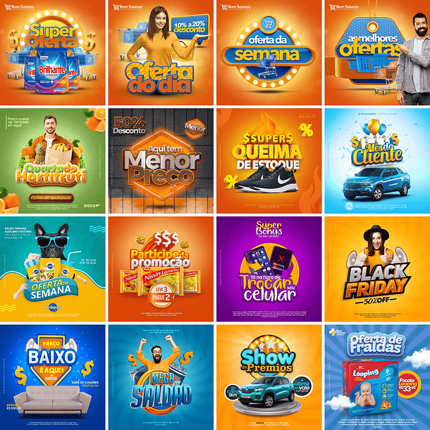 30 Artes Mídias Sociais Ofertas Promoções Editáveis Photoshop 2