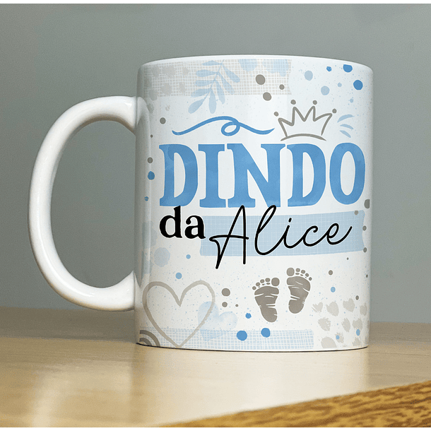 Arte Caneca Dindo da Nome da Criança Padrinho Azul Arquivo Png