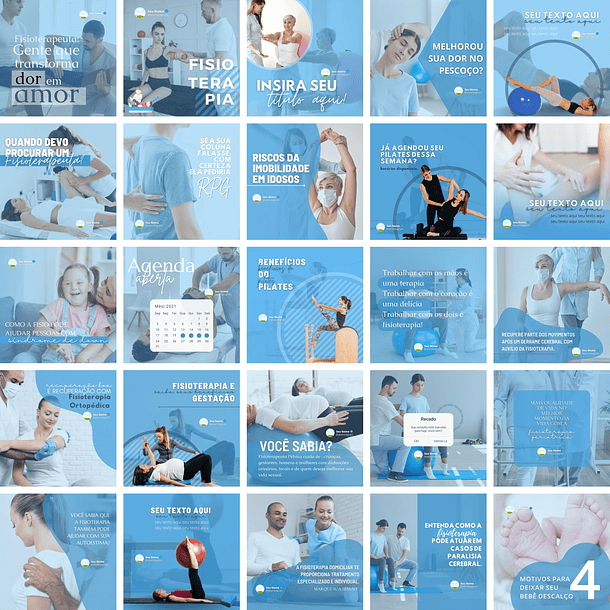 Pack Canva Fisioterapia Templates Editáveis 25 Artes + Bônus