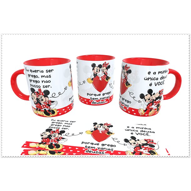 Artes para Caneca Namorados Mickey e Minnie Grego em CorelDraw