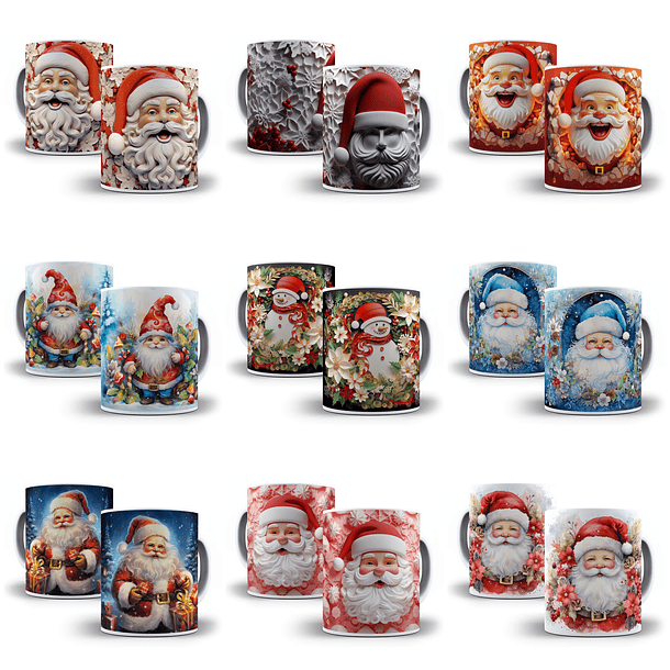 42 Artes para Caneca Papai Noel 3d Arquivo em Jpg   2