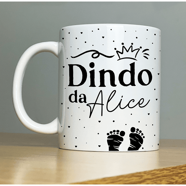 Arte Caneca Dindo da Nome da Criança Padrinho Preto Arquivo Png