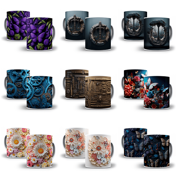 60 Artes para Sublimação Caneca 3d em Jpg 2