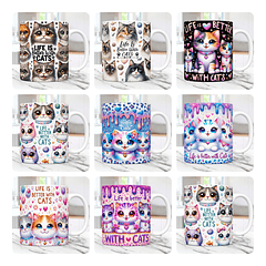 15 Artes Caneca Gato Cute Animal Animais Pet Love 3d Arquivos Png