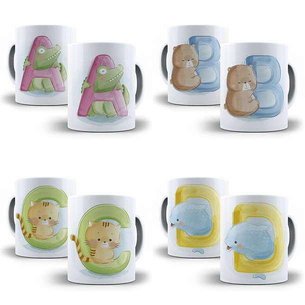 26 Artes para Caneca Alfabetos Cute Editável em Corel Draw 1