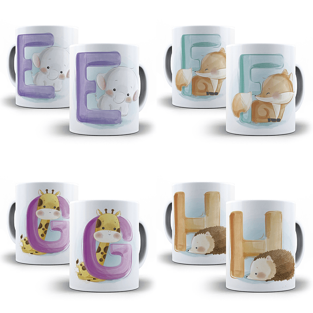 26 Artes para Caneca Alfabetos Cute Editável em Corel Draw 2