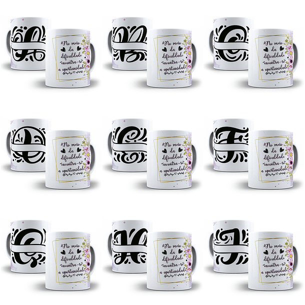 26 Arte para Caneca Alfabeto Monograma Lilás em CorelDraw + Jpg 1