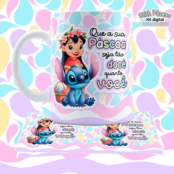 12 Artes para Caneca Pascoa Lilo e Stitch em Jpg 2