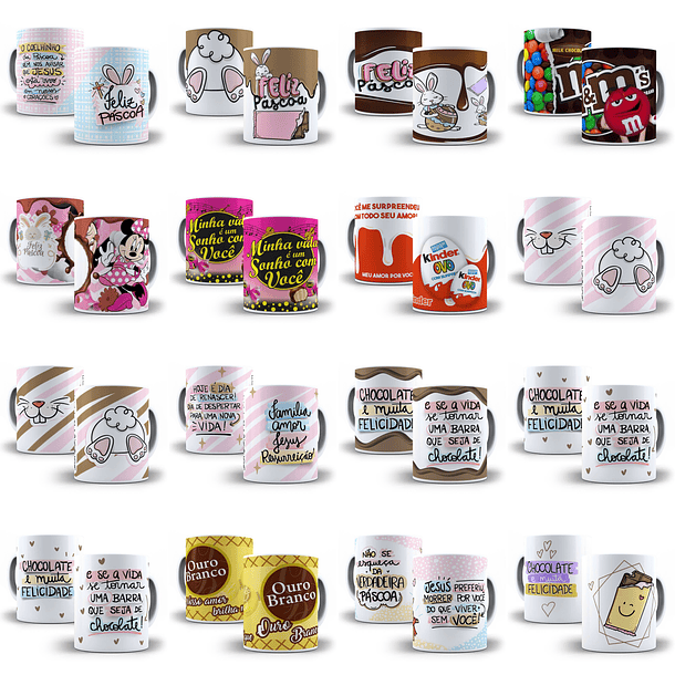 Mega Pacote Artes para Caneca Páscoa Arquivo em Jpge/Png 8