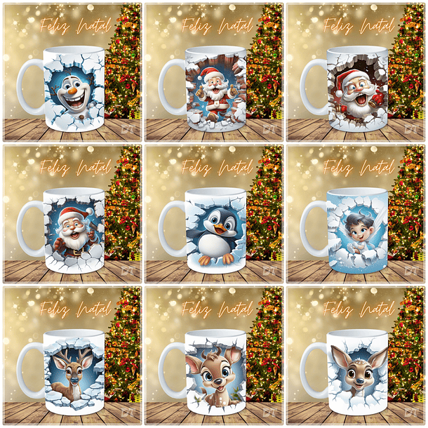 97 Artes para Caneca Natalina Papai Noel e Outros 3d Arquivo em Jpg  5