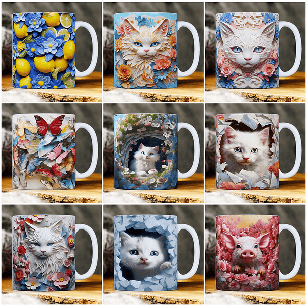 30 Artes para Caneca Animais 3d Arquivo em Jpg 16