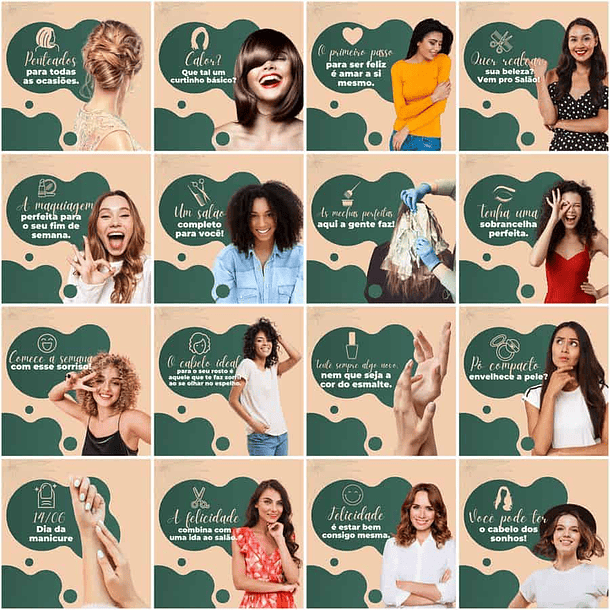 Pack Canva Salão de Beleza Templates Editáveis 200 Artes + Legendas 2