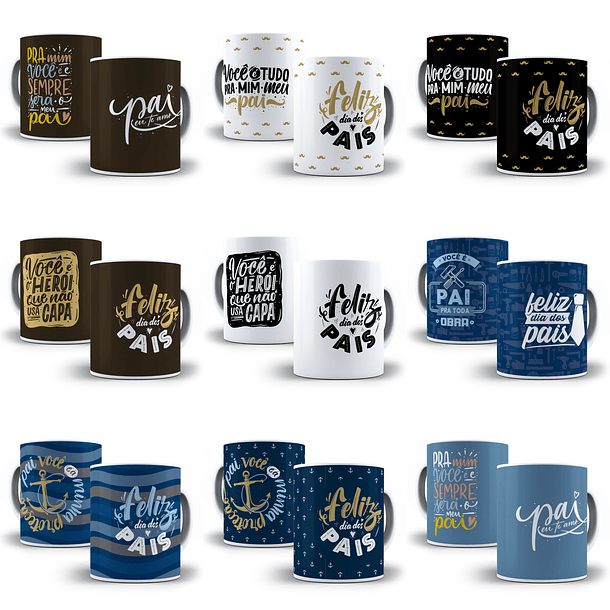 160 Artes para Caneca Sublimação Dia dos Pais Arquivo em Jpg/Png 1