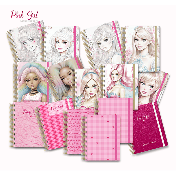 Arquivo Capas para Agenda A5 Pink Girl em Jpg 1