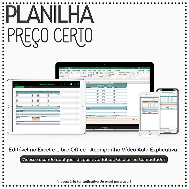Arquivo Planilha Preço Certo para Precificação em Excel  1