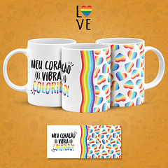 Arte Caneca Meu Coração Vibra Colorido Arquivo Png