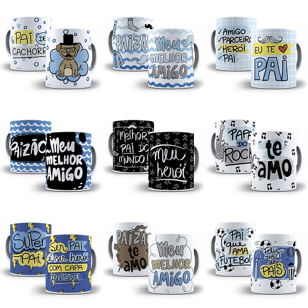 249 Artes para Caneca Dia dos Pais Sublimação Editável Corel Draw + Png 2