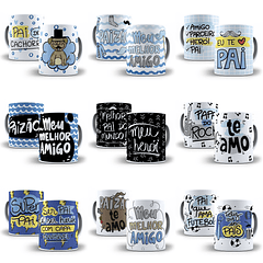 249 Artes para Caneca Dia dos Pais Sublimação Editável Corel Draw + Png