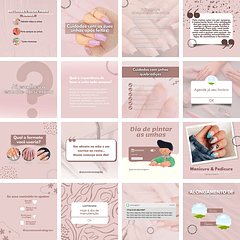 Pack Canva Manicure e Pedicure Templates Editáveis 100 Artes + Bônus