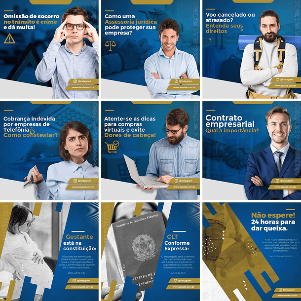 20 Artes Mídias Sociais Advogados Editáveis Photoshop 1