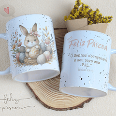 Arte Caneca Feliz Páscoa O Senhor abençoará o Seu Povo com Paz Arquivo Png