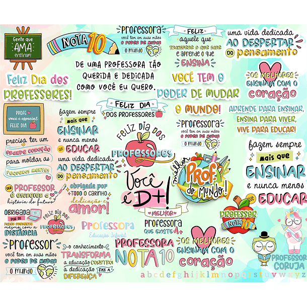 Kit Digital Lettering Frases Dia dos Professores Arquivos sem fundo Png 1