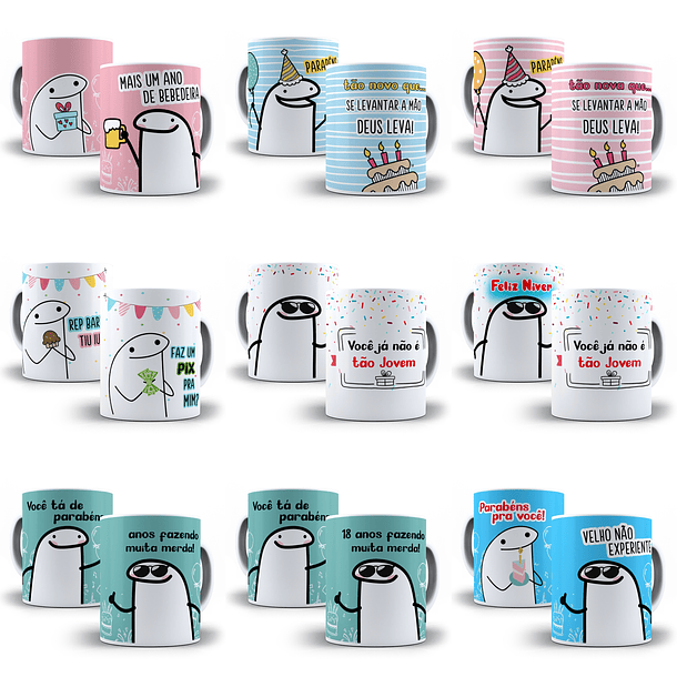 7 Artes Caneca Flork Aniversário Editável Photoshop + Png 1