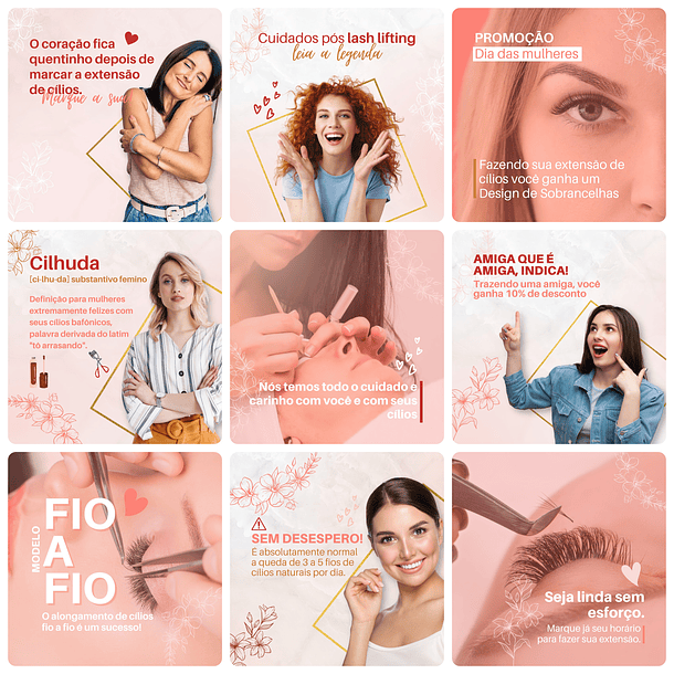 Pack Canva Lash Designer Templates Editável 30 Artes + Bônus 3