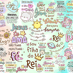 Kit Digital Lettering Frases Gospel Fé Evangelico Jesus Arquivos sem fundo Png