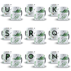 26 Arte para Caneca Alfabeto Folhas em CorelDraw + Jpg  
