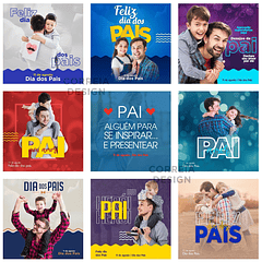 20 Artes Mídias Sociais Dia dos Pais Editáveis Corel Draw + Png