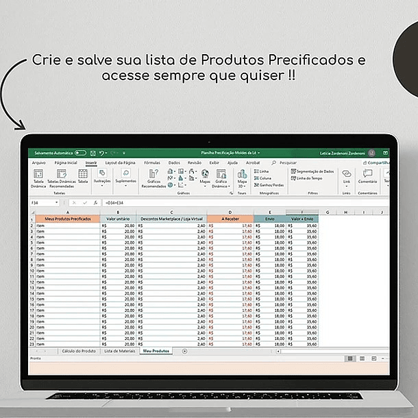 Arquivo Planilha Preço Certo para Precificação em Excel 4