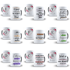 26 Arte para Caneca Alfabeto Frases Floral em CorelDraw + Jpg