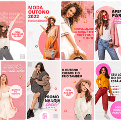 Pack Canva Loja de Roupas Templates Editável 30 Artes Storie + Bônus