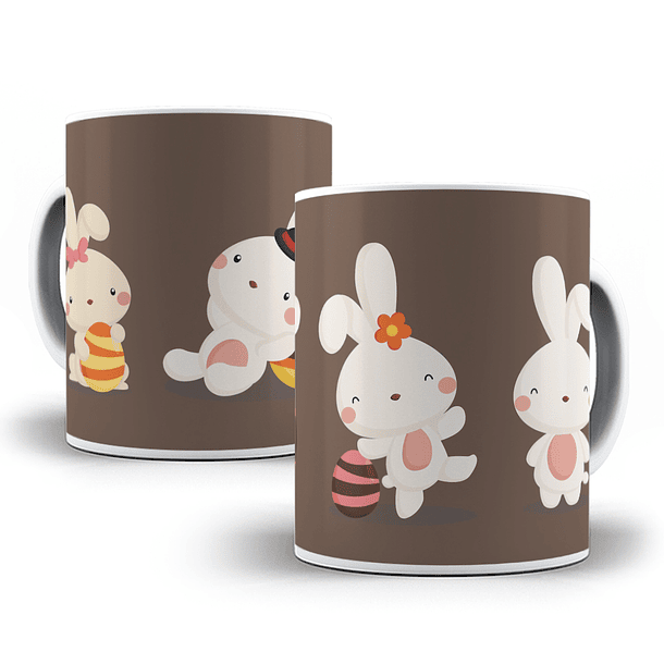 Arte Caneca Coelhinhos Diversos Arquivo Png