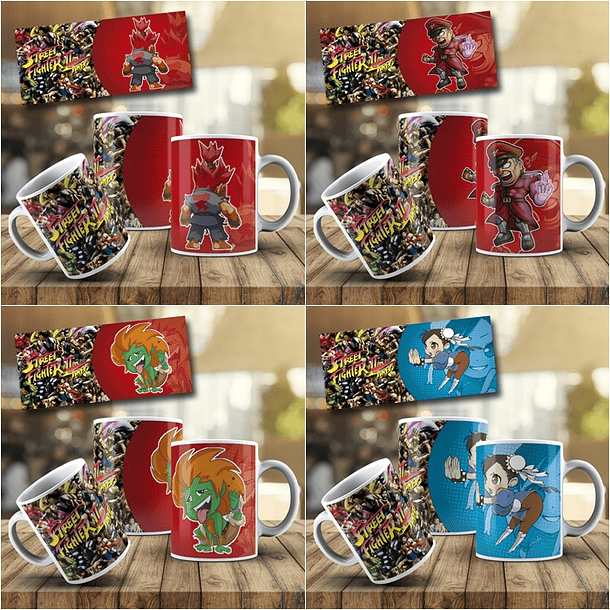 10 Artes Caneca Street Figther Editável em Photoshop