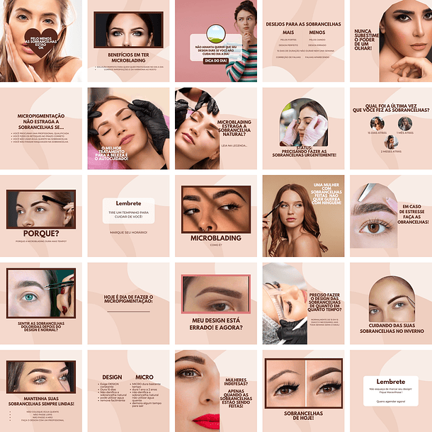 Pack Canva Designer de Sobrancelhas Templates Editáveis 200 Artes + Bônus 4