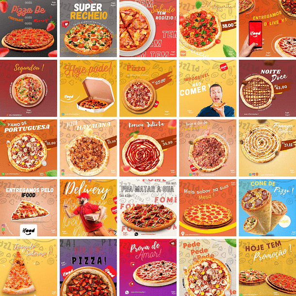 Pack Canva Pizzaria Pizza 3.0 Templates Editáveis 50 Artes + Bônus 2