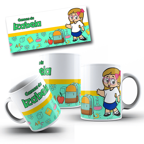 7 Artes para Caneca Mascotinhas Meninas Volta as Aulas Arquivo Editavél  2