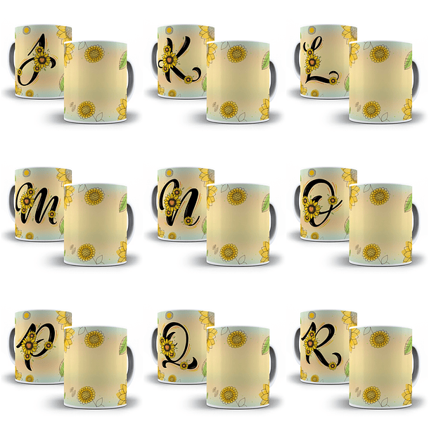 26 Arte para Caneca Alfabeto Girassol em Jpg  1
