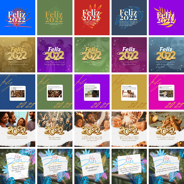 Pack Canva Ano Novo Templates Editáveis 50 Artes + Bônus 2
