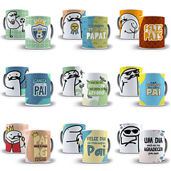 19 Artes Caneca Flork Dia dos Pais Editável Corel Draw + Png