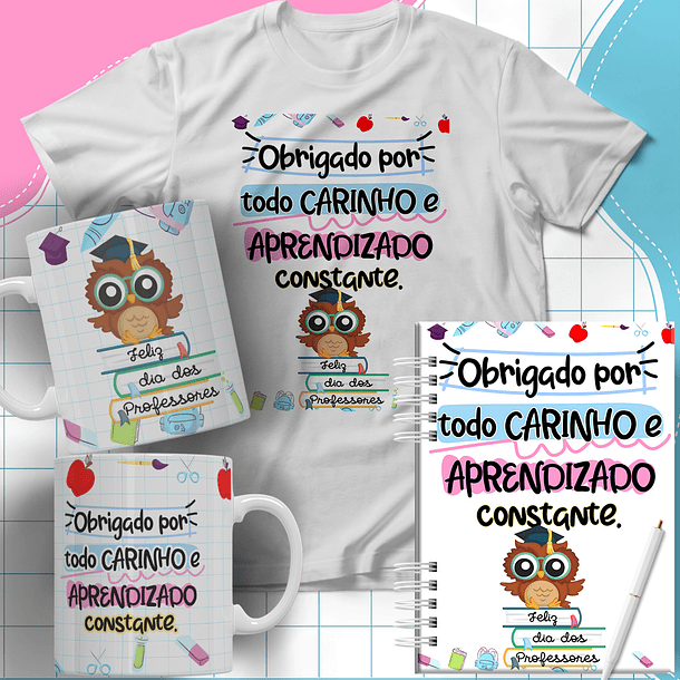 20 Arte para Caneca Camisa e Capa Agenda Dia dos Professores Arquivo Editável 8